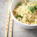Cilantro lime cauliflower rice ready to be served